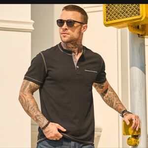 Mens Henley Shirts Casual Waffle Stretch Summer T-Shirt with Pocket NWT Size 2XL